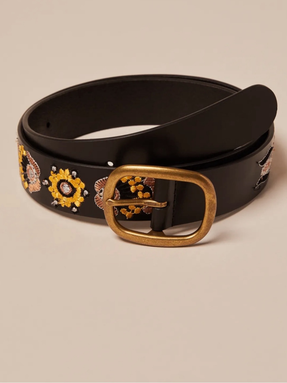 Lucky Brand Embroidered Leather Belt